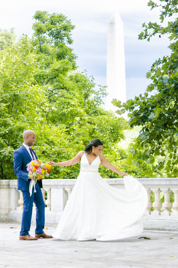bride and groom portraits at DAR Constitution Hall 