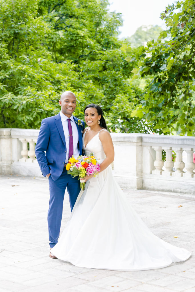 bride and groom portraits at DAR Constitution Hall 