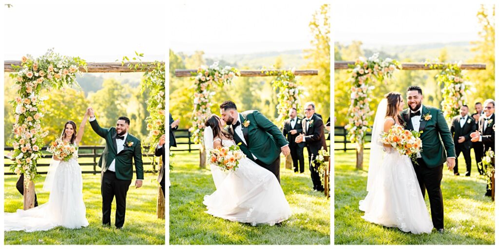peach and green wedding at the oak barn at loyalty