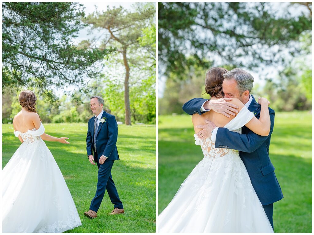 bride seeing father
brenwood lake wedding