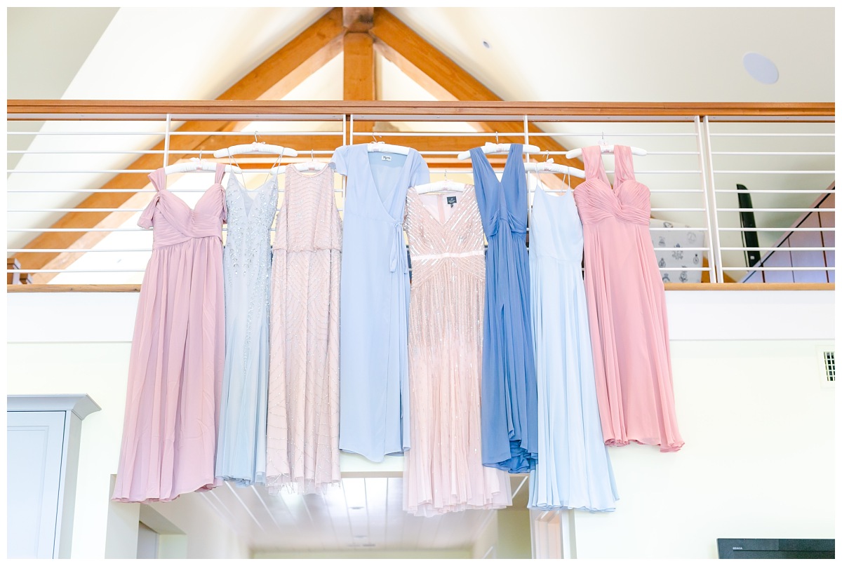 dusty blue and blush bridesmaids dresses