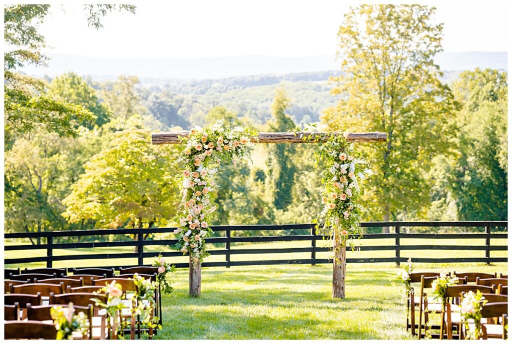 peach and green wedding at the oak barn at loyalty