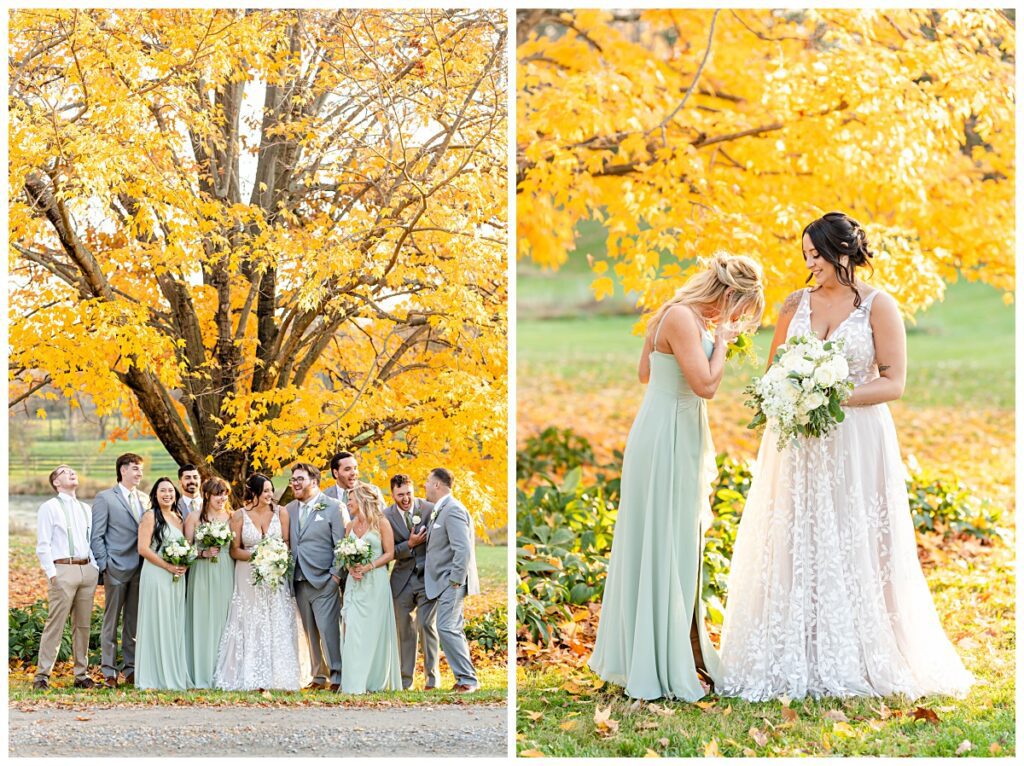 Sage and grey fall wedding at Sylvanside Farm in Purcelleville, Virginia